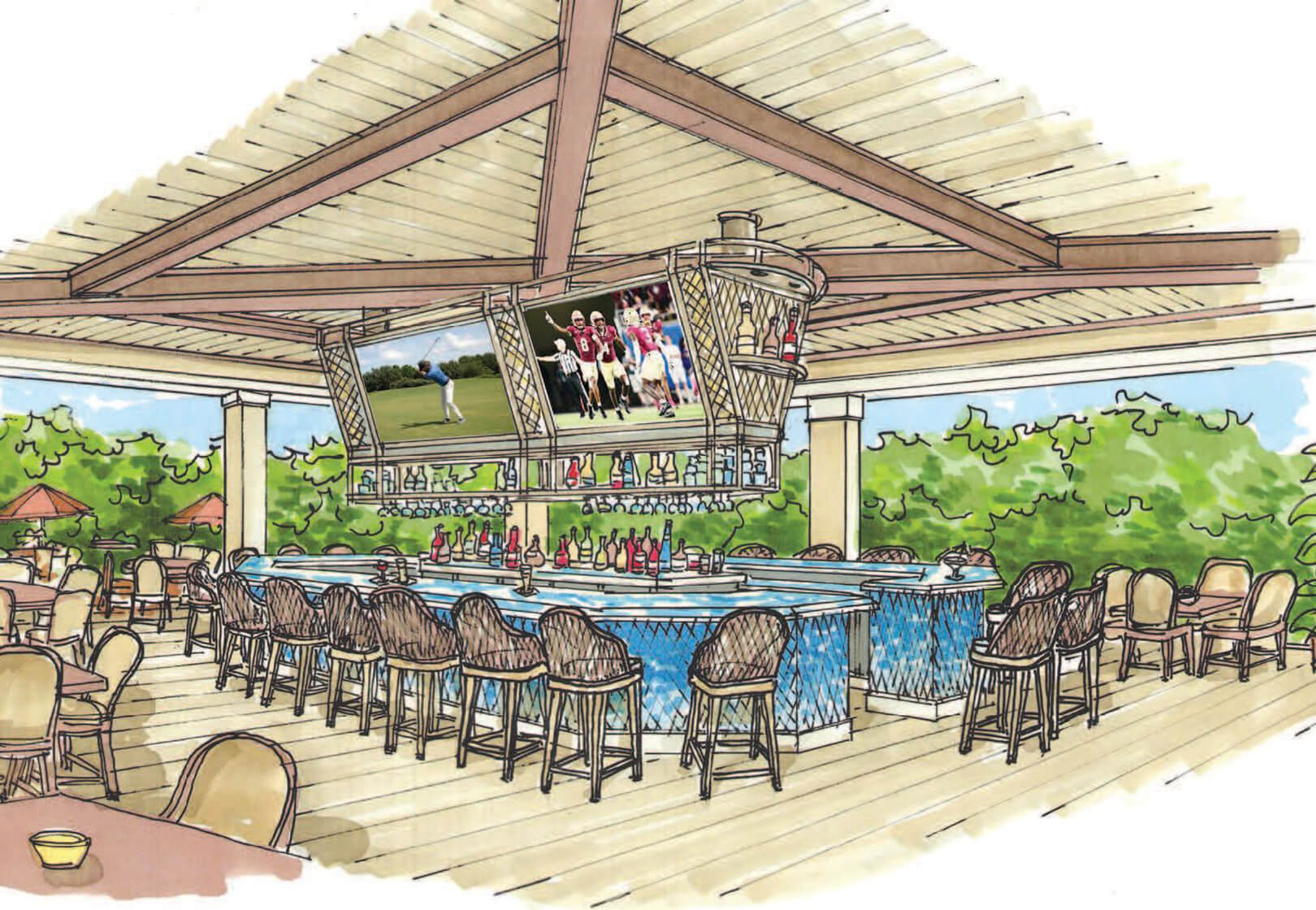 sketch of outdoor bar